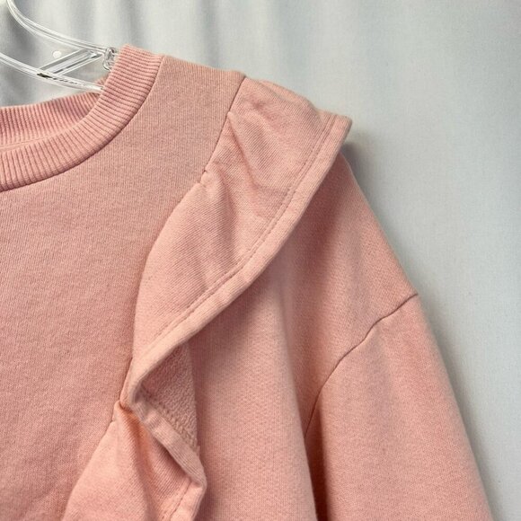 The Get Womens Peplum Top Pink Long Sleeve Ruffles Crew Neck Cotton S - Picture 6 of 10